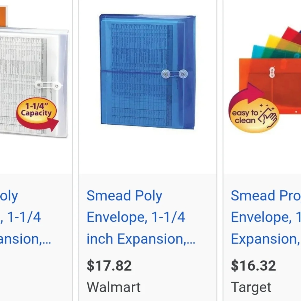 Smead Blue Poly Envelopes 1 1/4" Side Load 5 Pack Tear Water Resistant Flap Tie - Picture 7 of 7